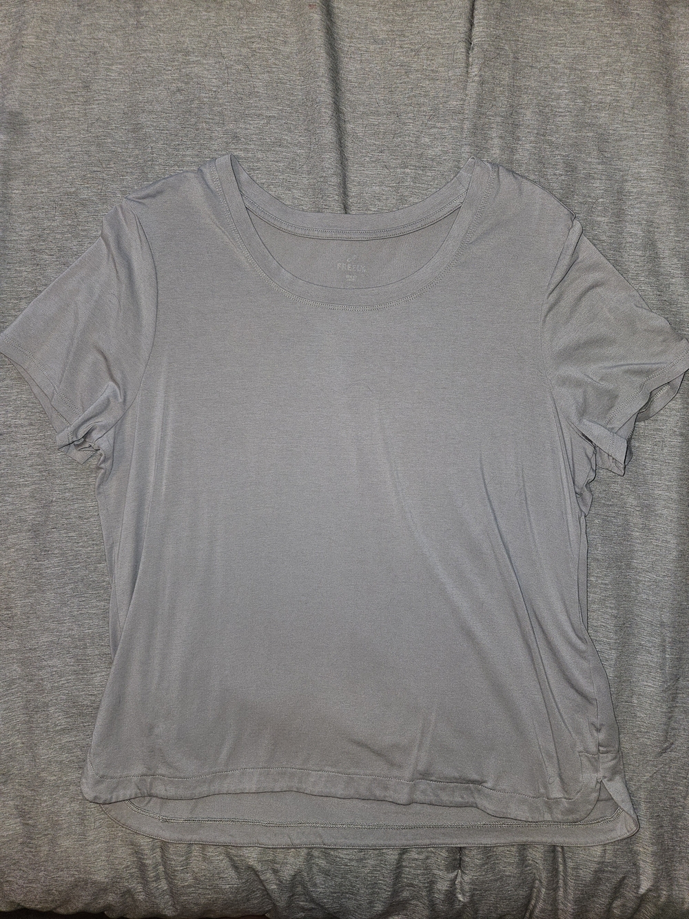 Freely Everyday Crew Neck Tee With Tulip Hem— Light Gray